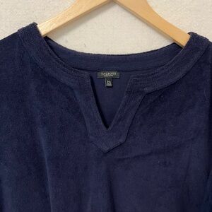 NWT Talbots Navy Blue French Terry Split V-Neck Long Sleeve Tunic size 3Xp